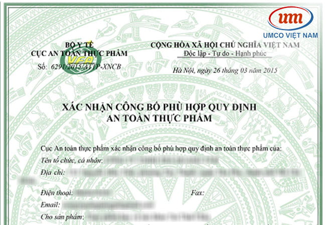 giấy công bố chất lượng sản phẩm